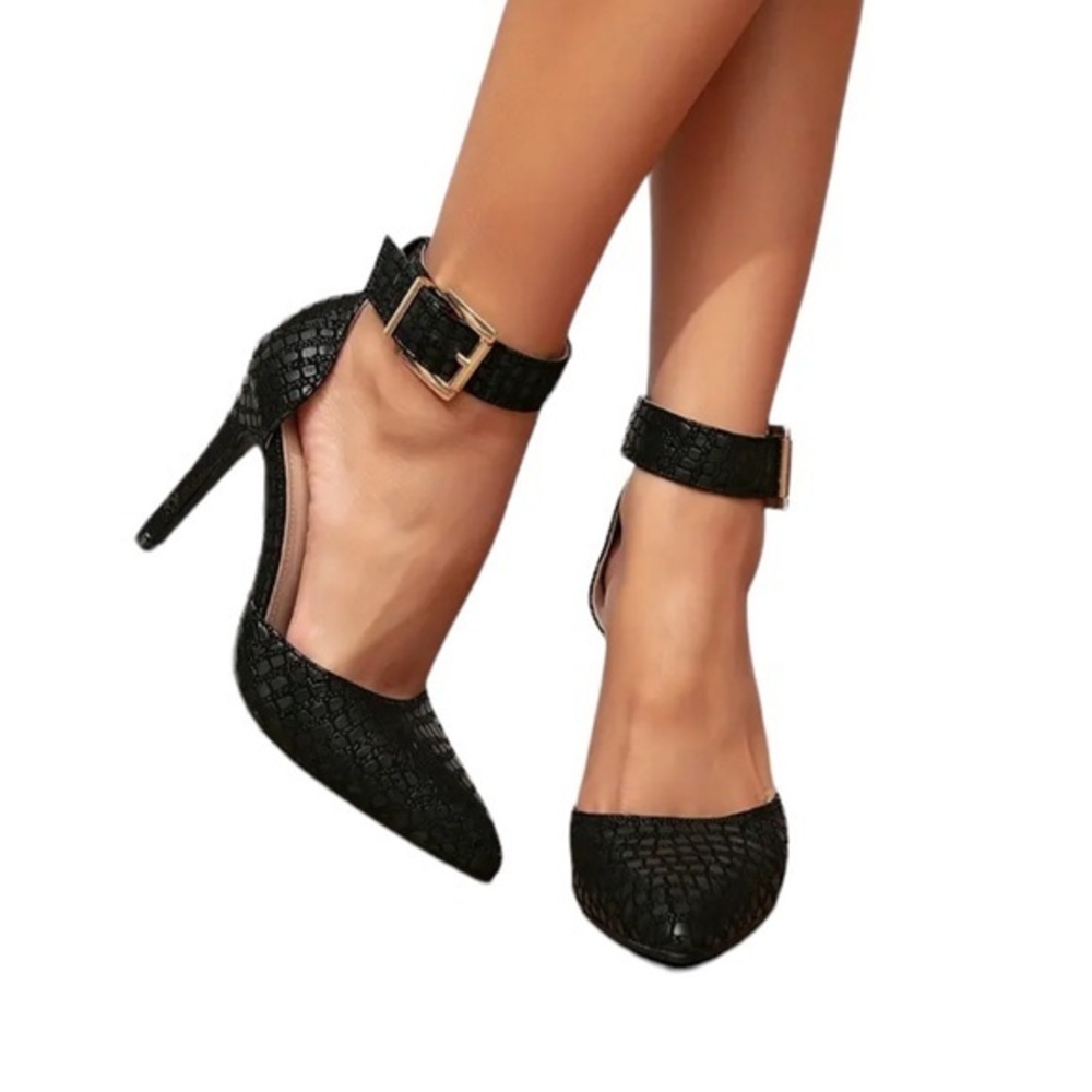 RACHEL ZOE GOTH ANKLE CROC EMBOSSED POINTY TOE SEXY STILETTO HEELED SHOES 6